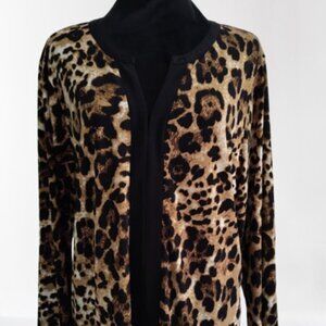 Calvin Klein Leopard Print Women's Blouse Size Medium  - Brown Black & White
